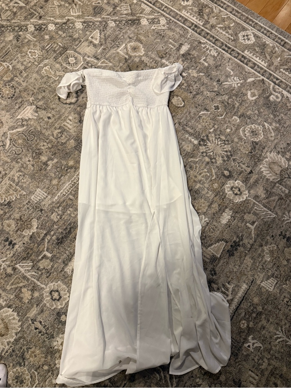 Amazon White Off-Shoulder Maxi Dress